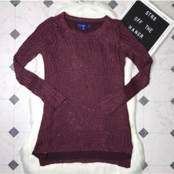 NWT Apt. 9 purple sequins tunic sweater size Small fall pull over - Picture 2 of 5